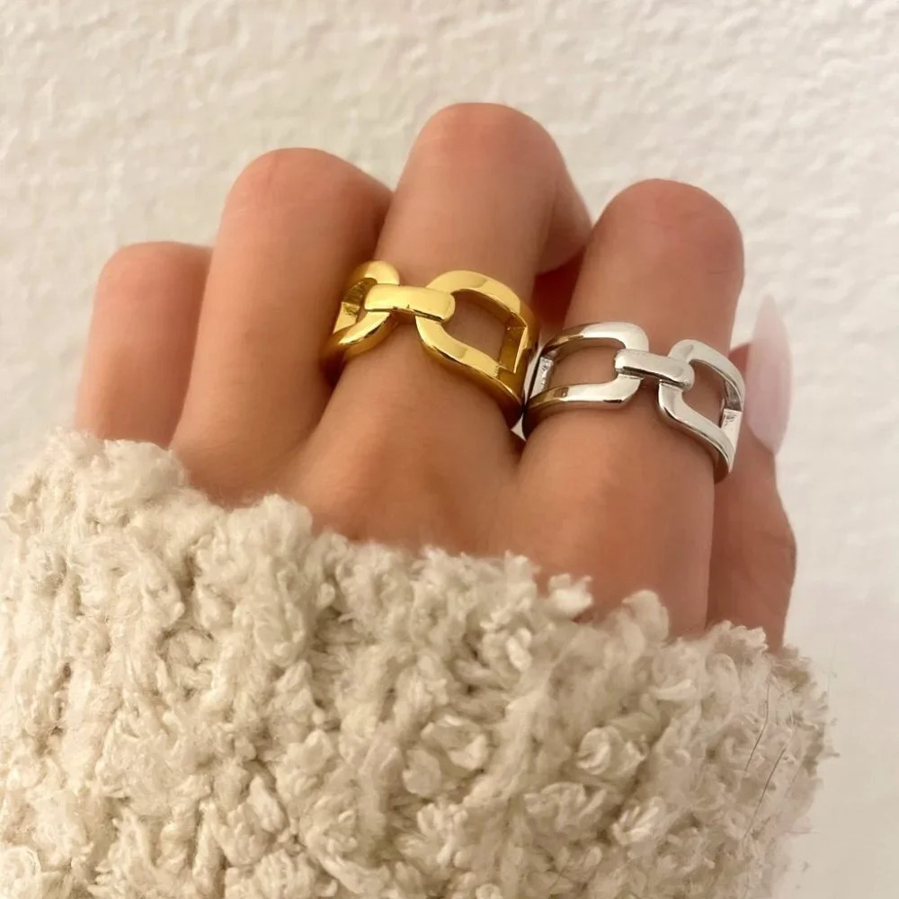 925 Sterling Silver Chunky Statement Ring Buckle … - image 2